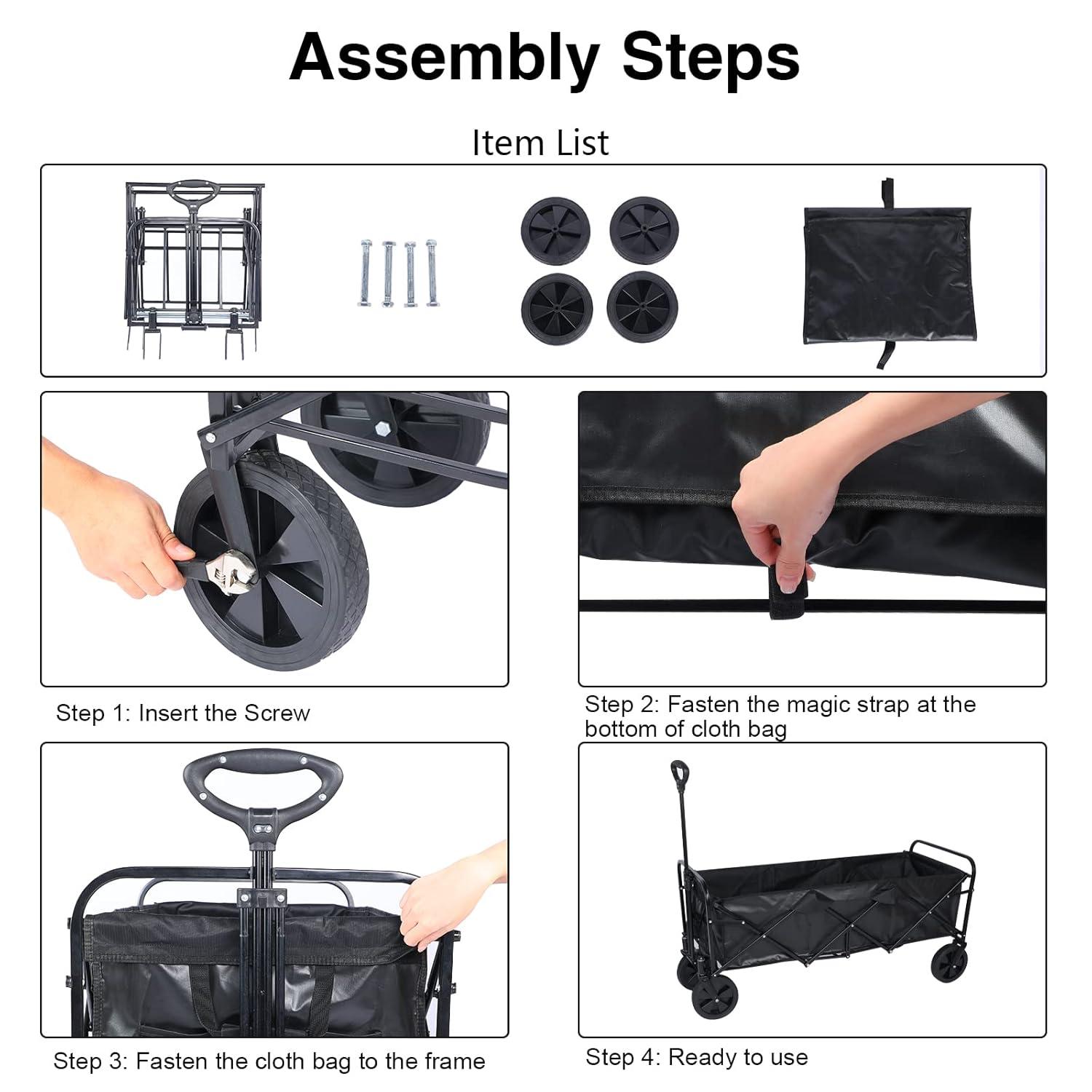 YSSOA 330LBS Folding Outdoor Garden Cart Wagon Camping Cart