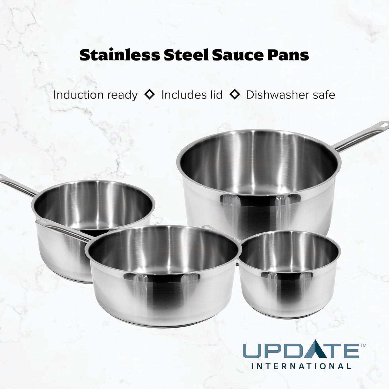 Update International SSP-3 Stainless Steel Sauce Pan with Cover, 3.5-Quart by Update International