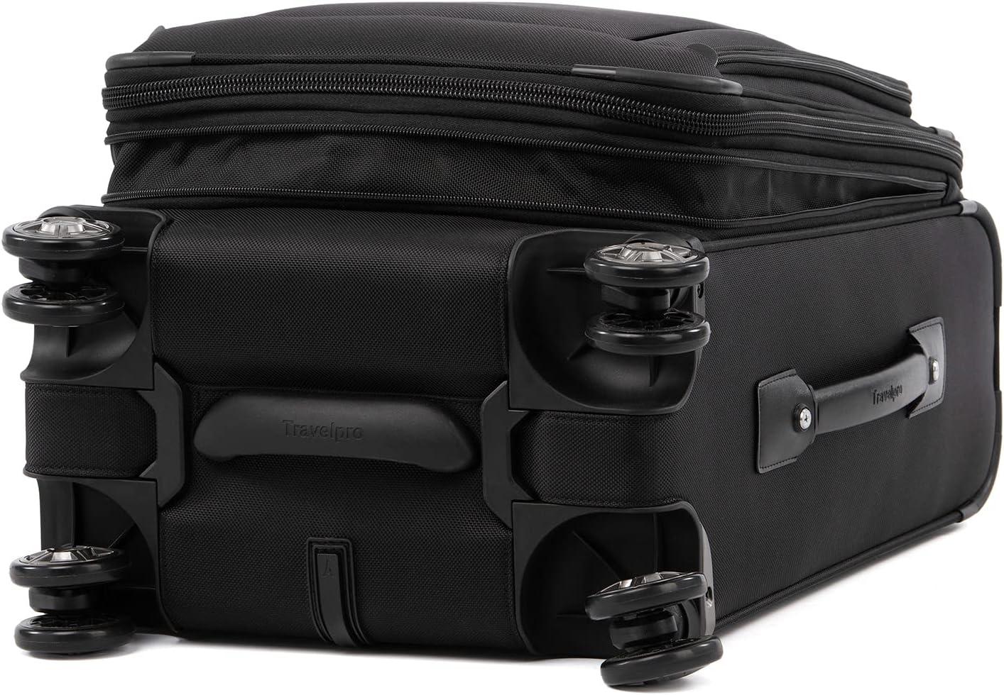 Travelpro Platinum Elite Softside Expandable Carry on Luggage, 8 Wheel Spinner Suitcase, USB Port, Laptop and Tablet Sleeves, Men and Women, Shadow Black, Carry On 20-Inch