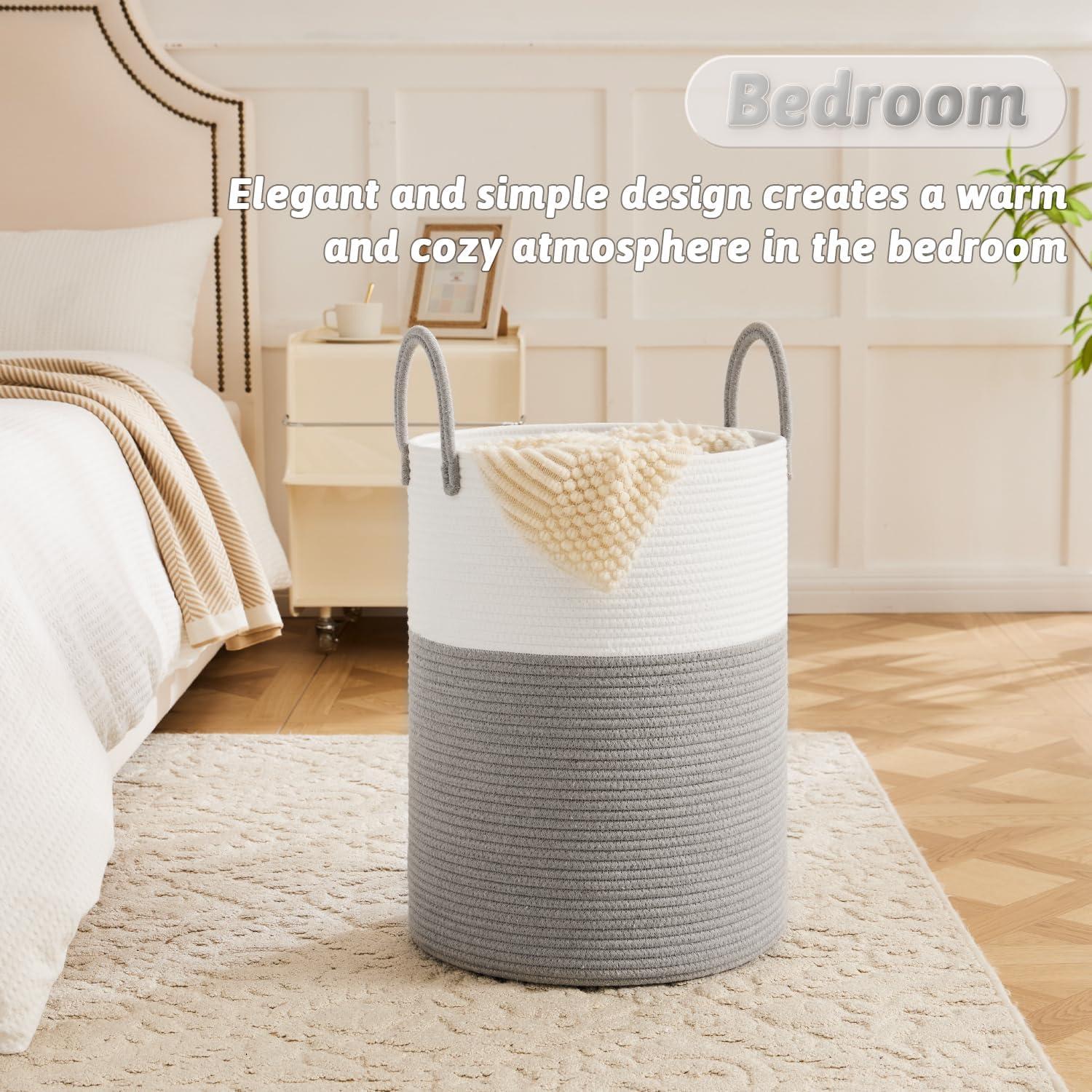 Beachcrest Home™ 60L Cotton Rope Woven Laundry Basket, Multifunctional Storage Sorter For Dirty Clothes In Bathroom And Living Room