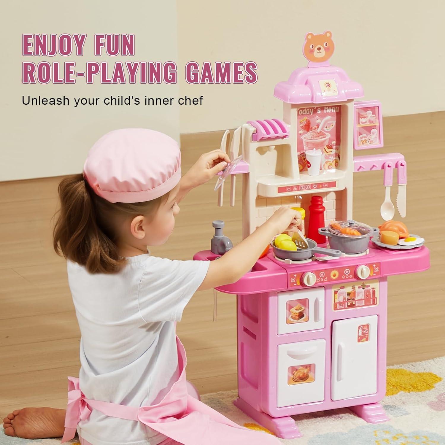 Kids Kitchen Playset Play Kitchen for Kids Corner Wooden Play Kitchen 2-4 Years - Kitchens