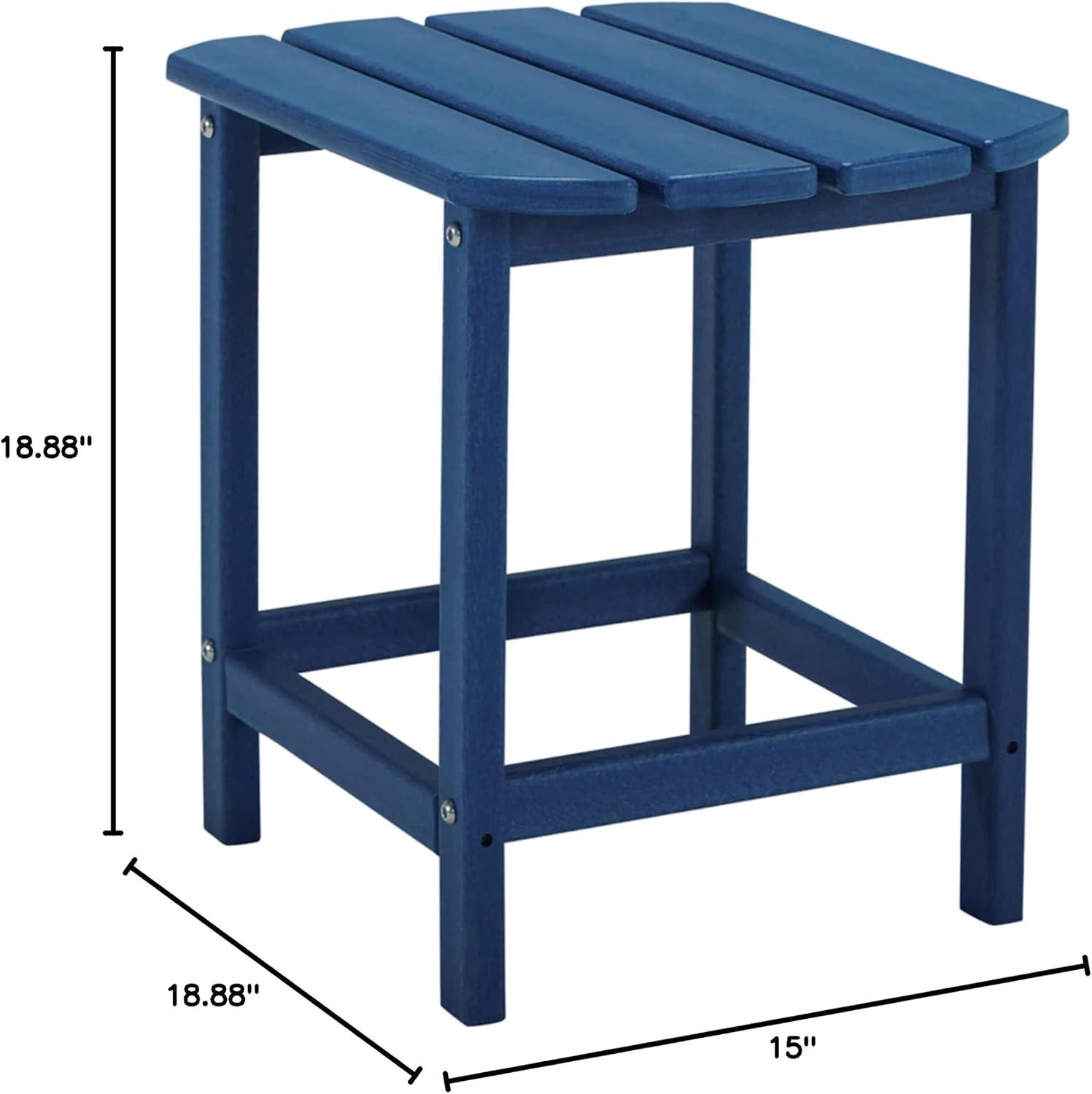 Blue HDPE Rectangular Outdoor End Table