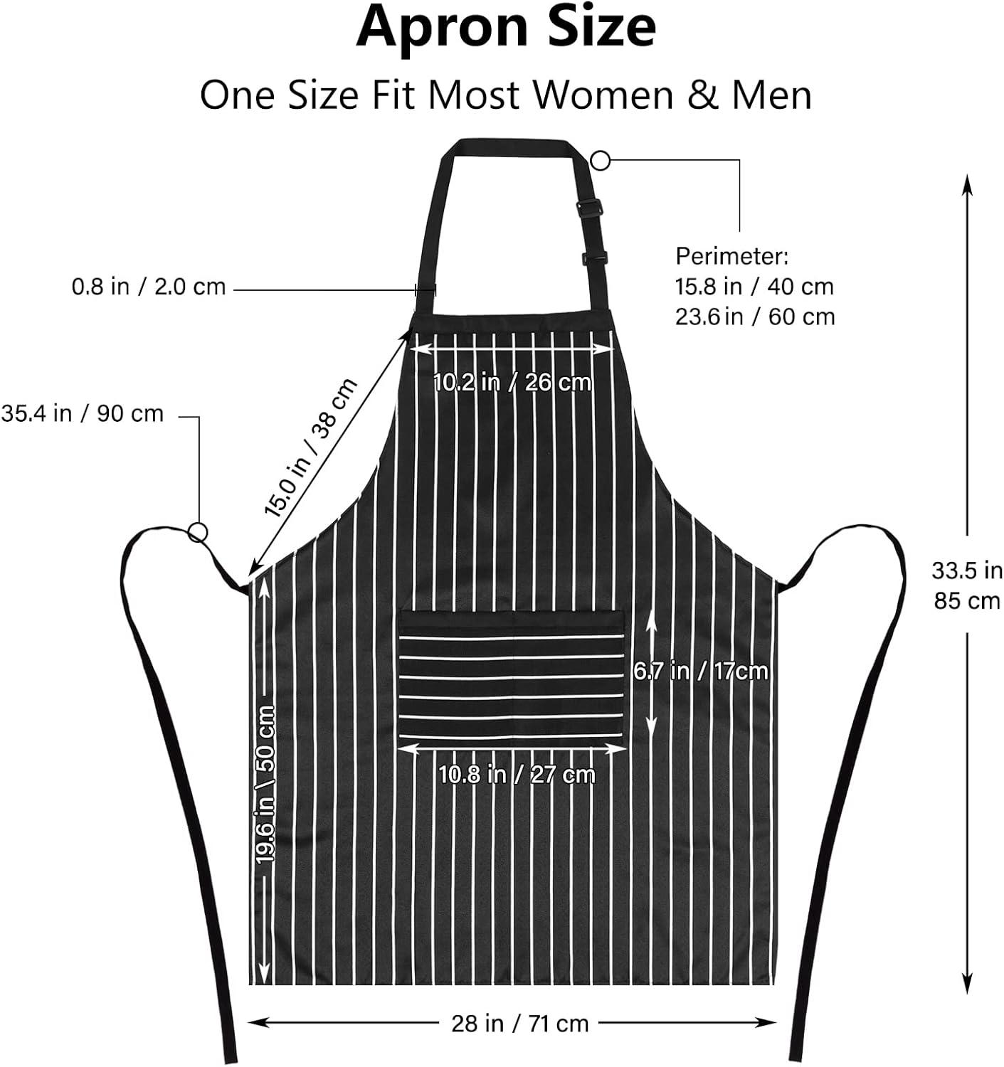 Adjustable Black and Brown Striped Cooking Bib Aprons with Pockets