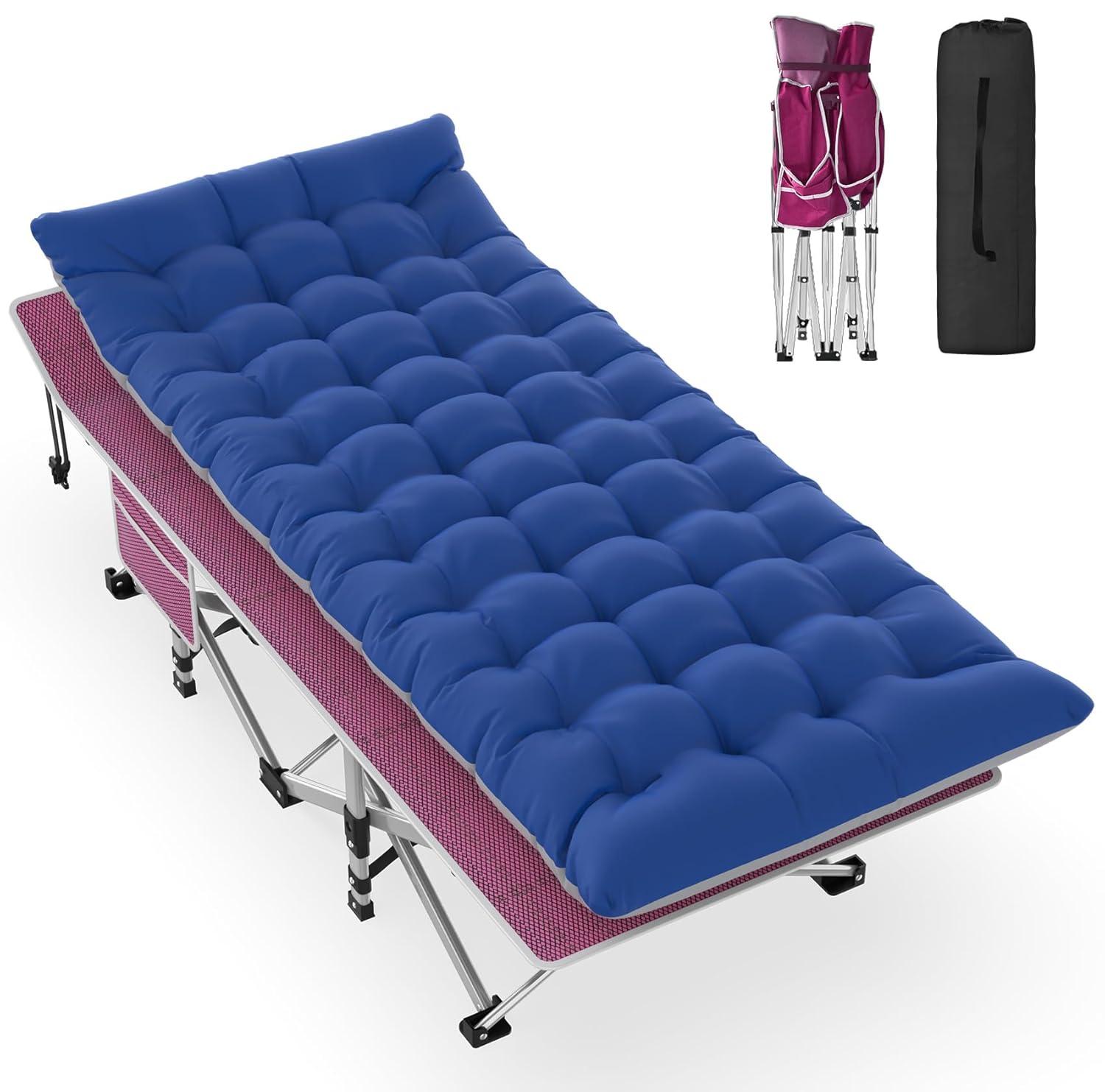Suteck Folding Camping Cot Portable Outdoor Heavy Duty Sleeping Cot with Mattress and Carry Bag
