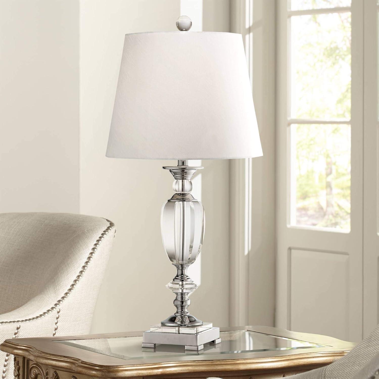 Vienna Crystal and Chrome Urn Table Lamp with White Shade