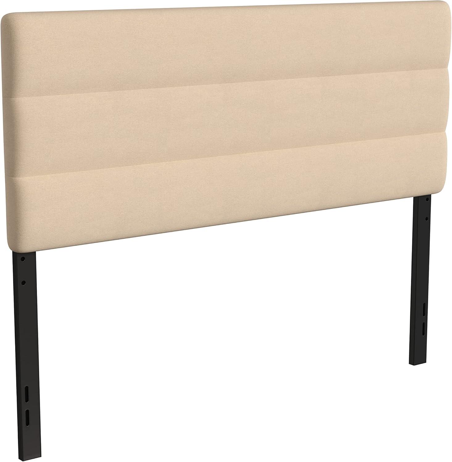 Flash Furniture Paxton Queen Channel Stitched Fabric Upholstered Headboard, Adjustable Height from 44.5" to 57.25" - Cream