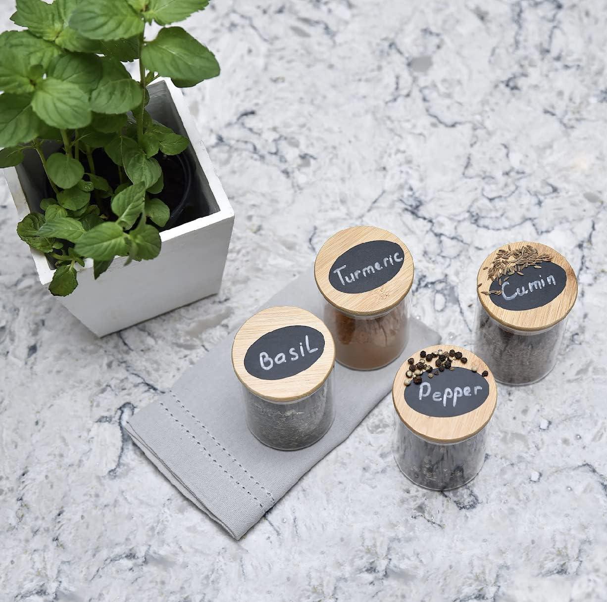 12-Piece Clear Glass Spice Jars with Bamboo Lids