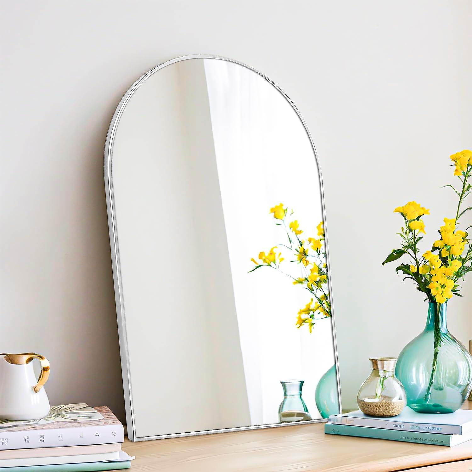 Luxhomez 36" x 24" Arch Wall Mirror for Vanity/ Bathroom, Metal Bathroom Mirror with Waterproof Aluminum Alloy Frame, Gold