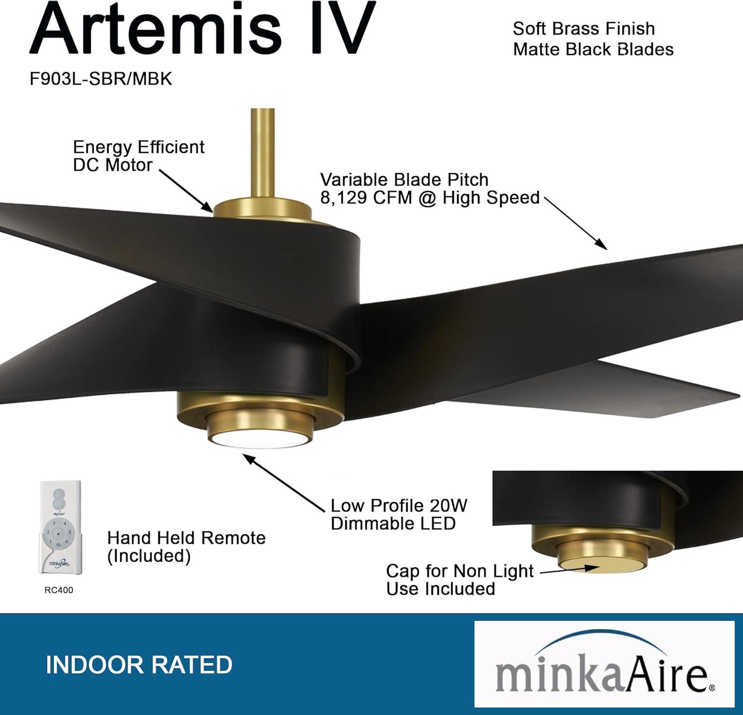64" Minka Aire Modern Indoor Ceiling Fan with LED Light Remote Control Soft Brass Matte Black for Living Room Kitchen Bedroom Home