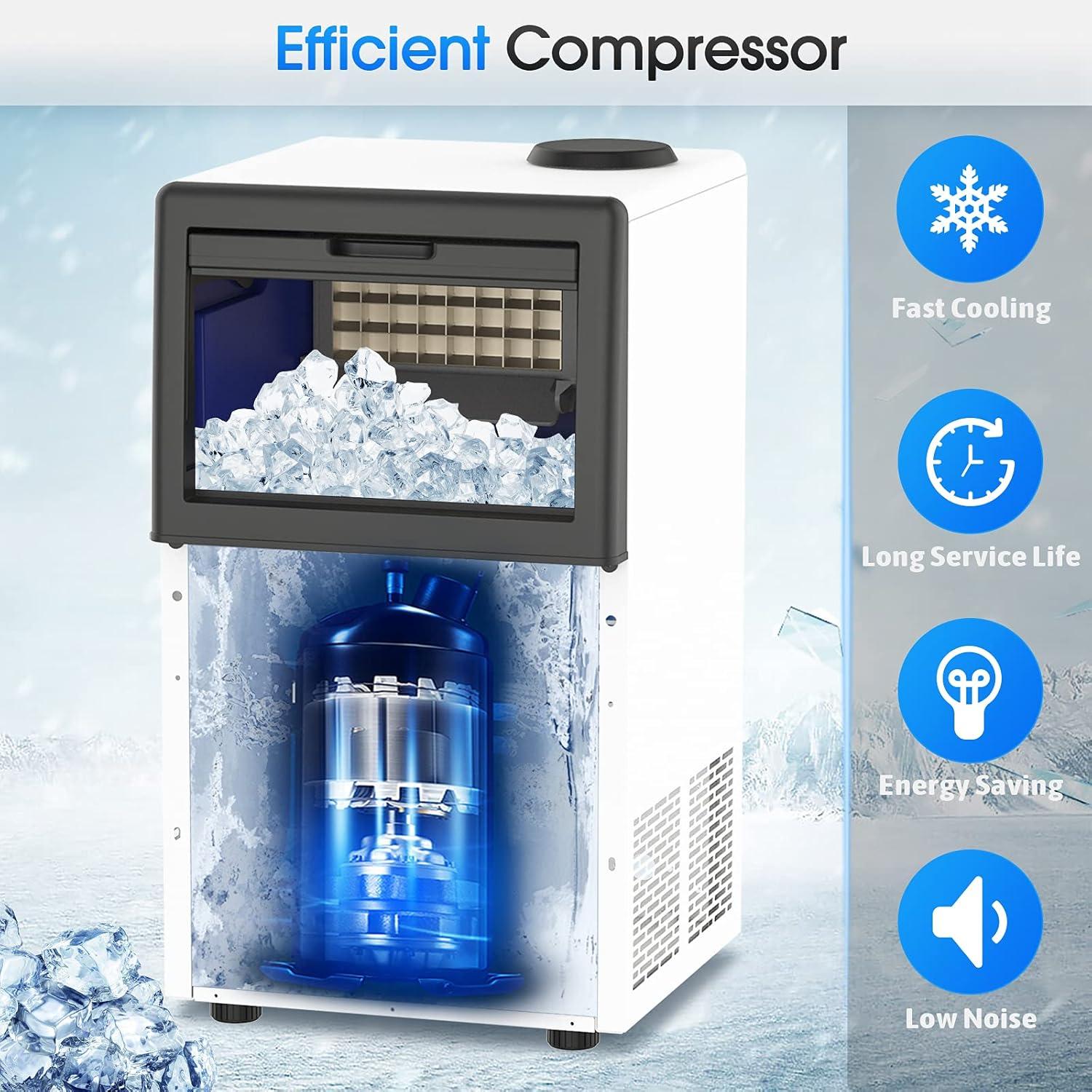 Commercial Ice Maker Machine, 70 LBS/24H Under Counter Large Ice Machine w/ 10 LBS Capacity Ice Storage Bin, 2 Water Inlet Modes, Freestanding & Built in Ice Maker for Bar/Home/Office/Shop, White