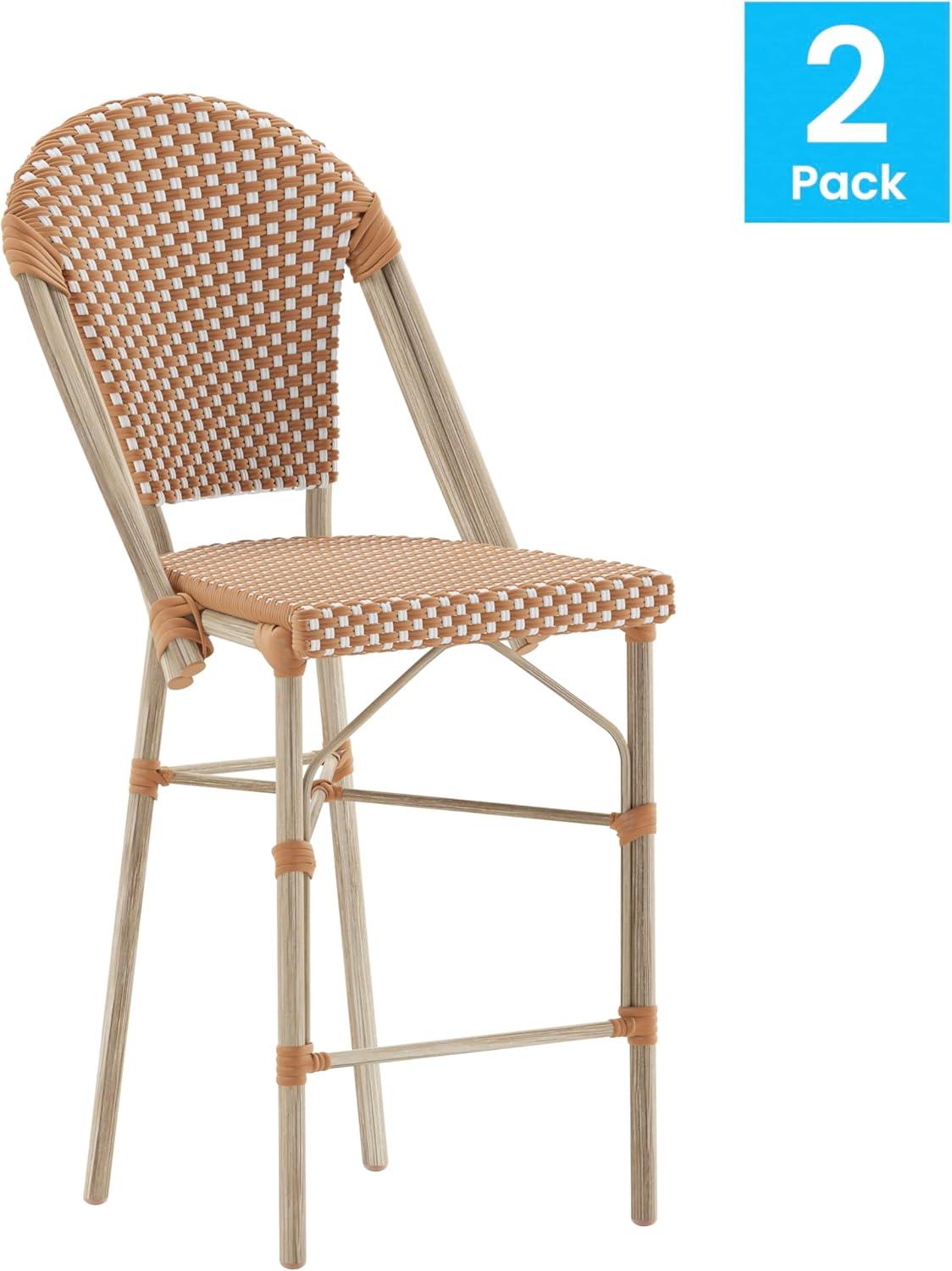Flash Furniture Lourdes Set of 2 Commercial Grade Stackable Indoor/Outdoor Bistro 26" High Counter Height Stools