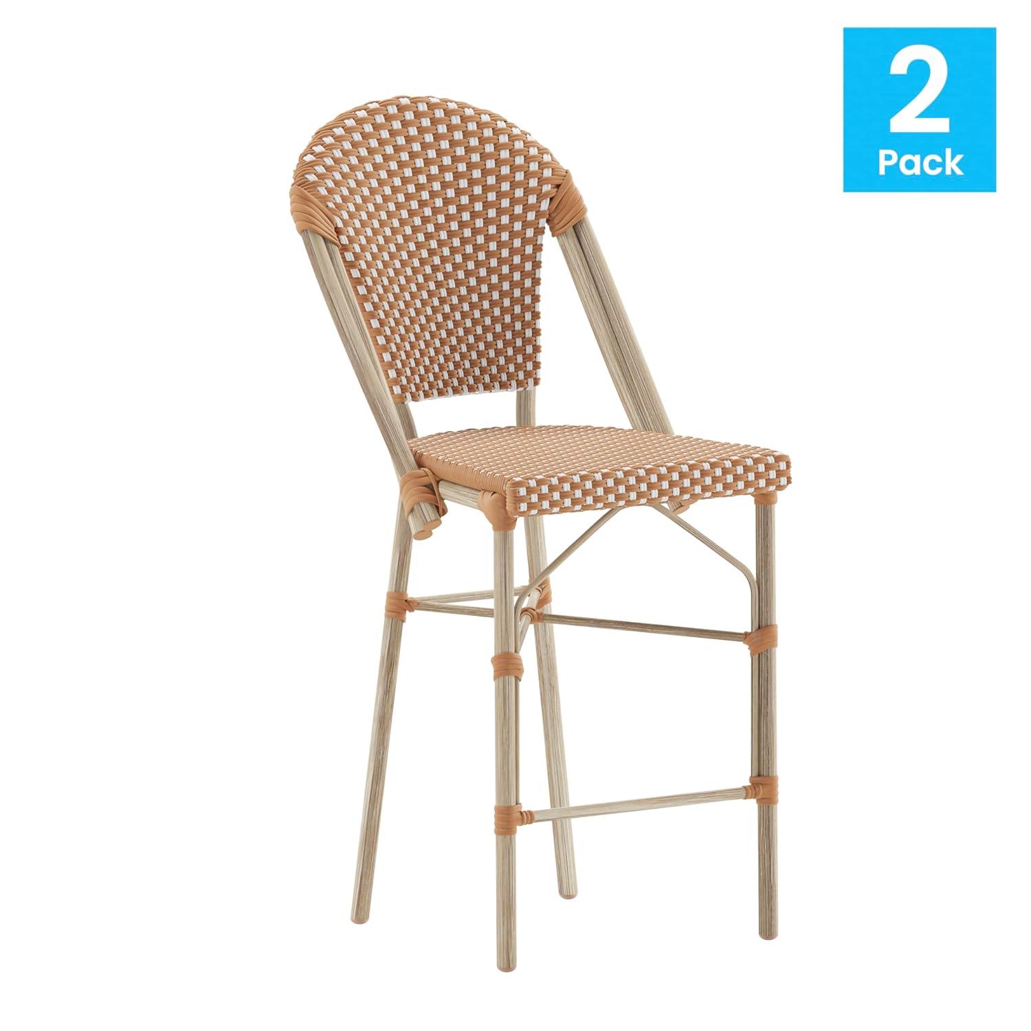 Flash Furniture Lourdes Set of 2 Commercial Grade Stackable Indoor/Outdoor Bistro 26" High Counter Height Stools