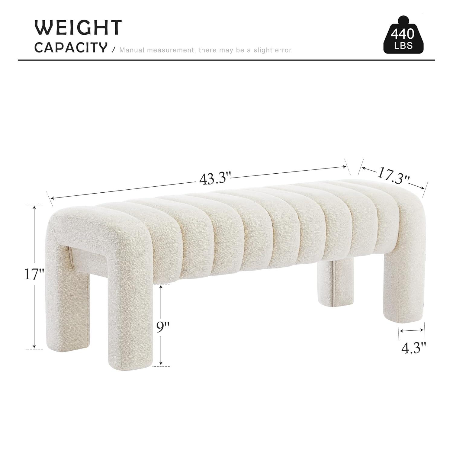 Oyan 43"or 63"W Channel Tufted Upholstered Bedroom Bench