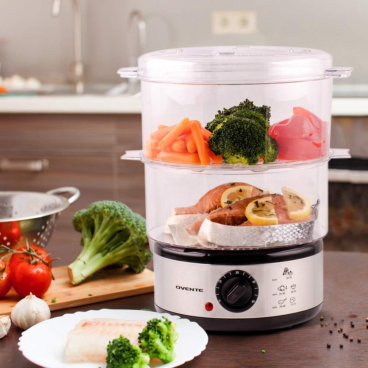 OVENTE 2-Tier Electric Food Steamer 5 Quarts Total Capacity