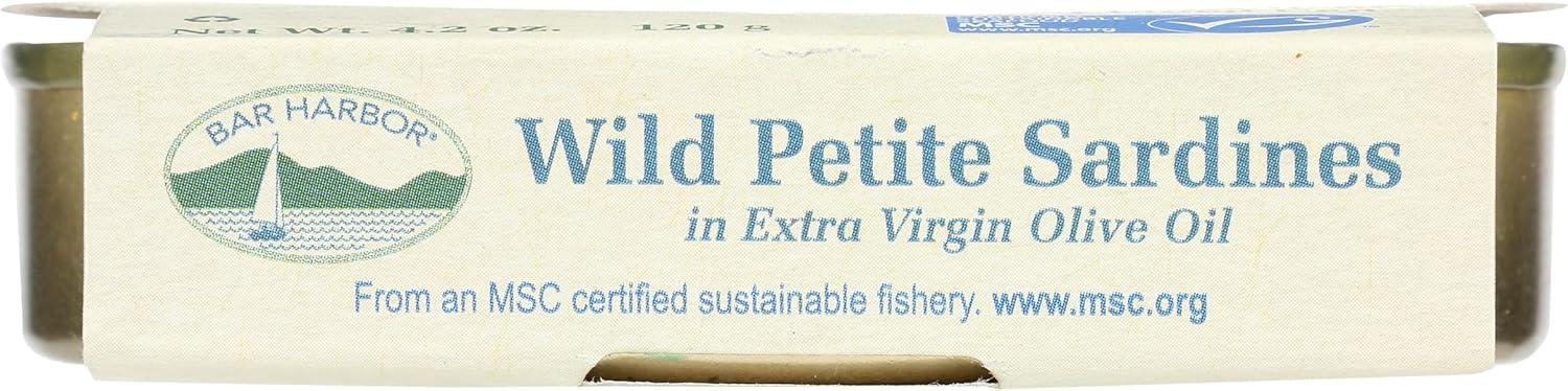 Bar Harbor Wild Petite Sardines in Extra Virgin Olive Oil, 4.2 oz (120 g)