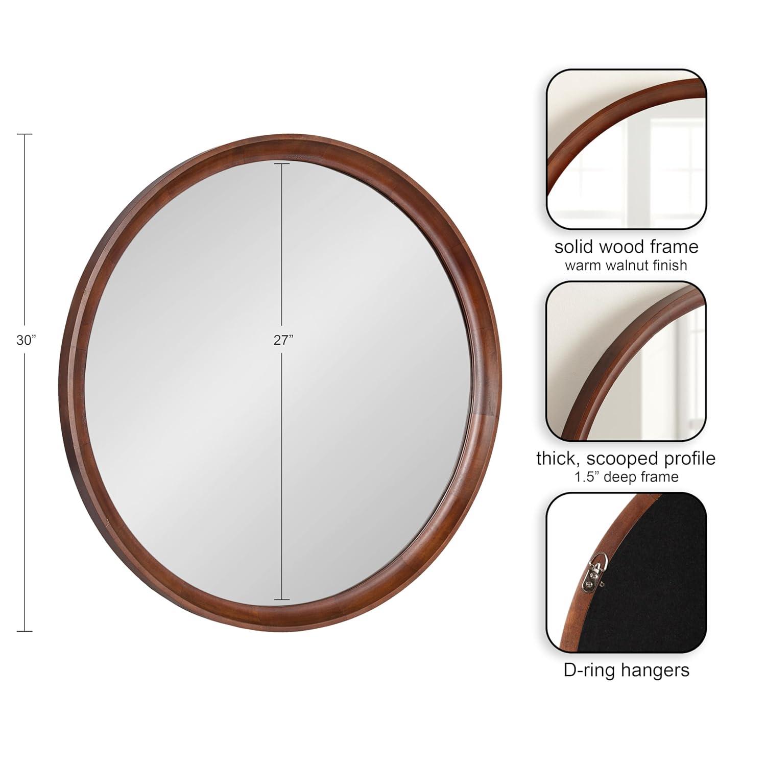 Kate and Laurel Hatherleig Round Wood Round Mirror, 30" Diameter, Natural