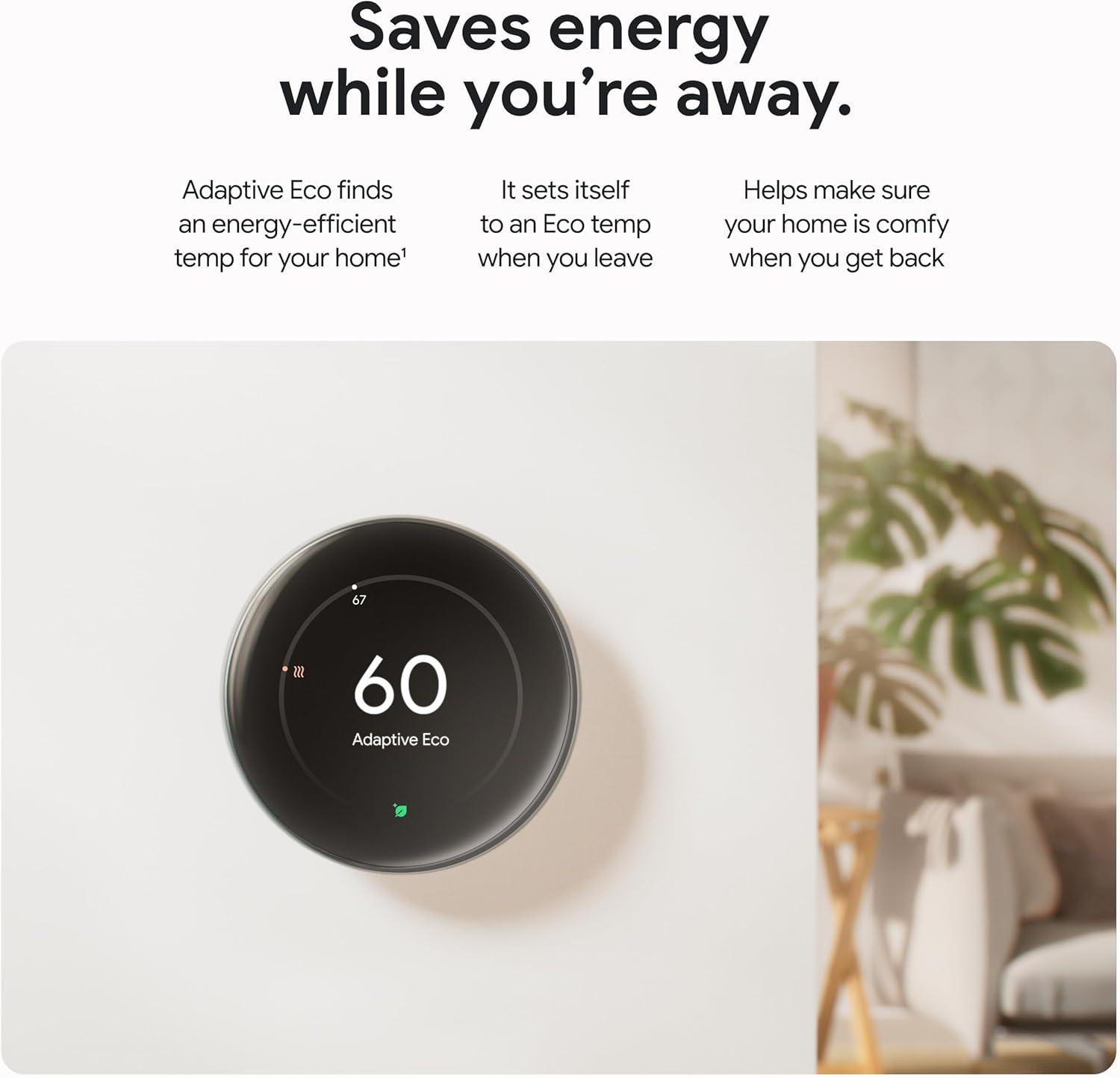 Google Nest Learning Thermostat (4th Gen) with Nest Temperature Sensor (2nd Gen) - Silver: Wi-Fi, Energy Star Certified