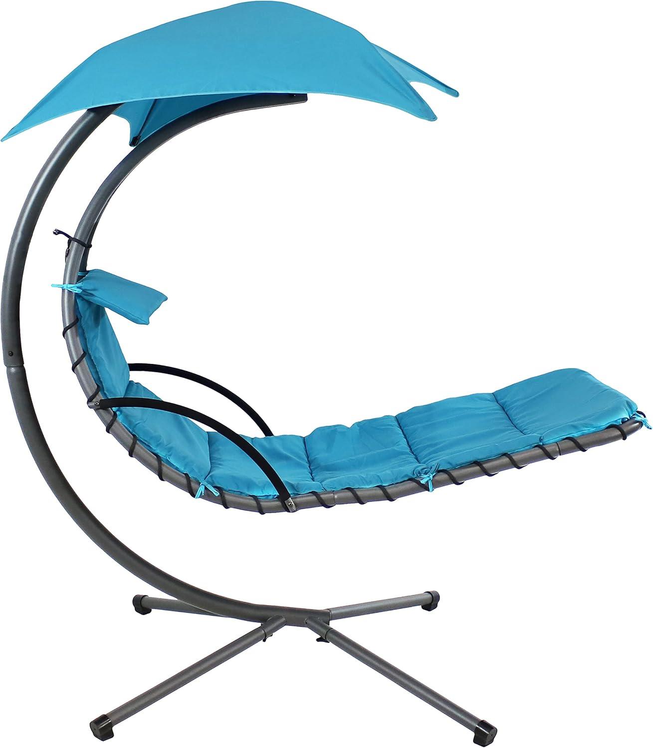 Steel Outdoor Floating Chaise Lounge Chair with Canopy with Stand