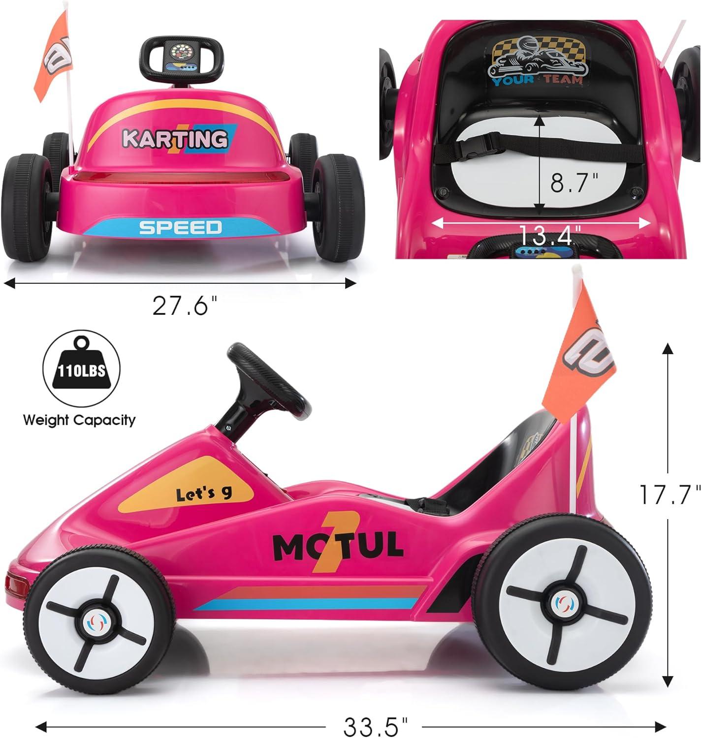 Tobbi 12v Kids Go Kart, Outdoor Battery Powered Ride On Car For Boys And Girls Aged 3-8, Childrens Electronic Toy Go Kart With 2 Speed Modes, Remote Control,bluetooth