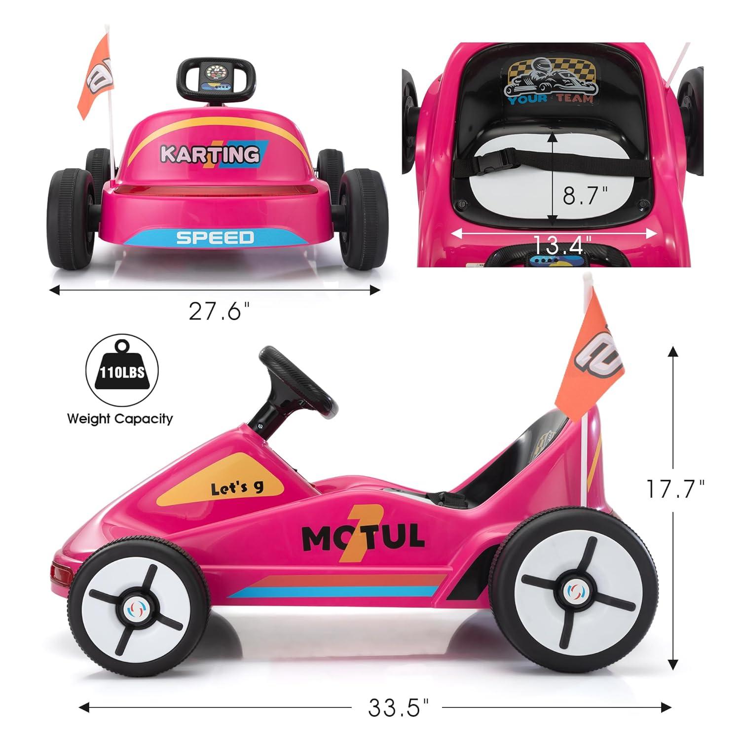 Tobbi 12v Kids Go Kart, Outdoor Battery Powered Ride On Car For Boys And Girls Aged 3-8, Childrens Electronic Toy Go Kart With 2 Speed Modes, Remote Control,bluetooth