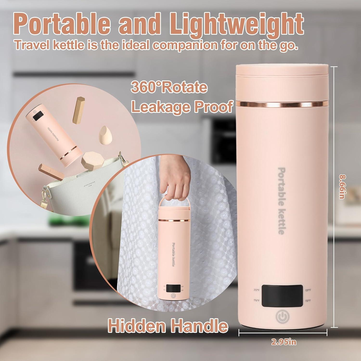 OLHIVA 304 Stainless Steel Travel Electric Kettle Portable Mini Kettle