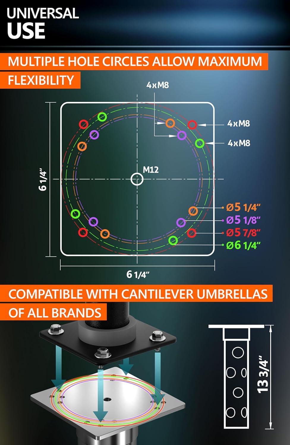 In-ground umbrella base - In Ground umbrella holder, stainless steel - Parasol stand outdoor base, high load capacity and durable quality