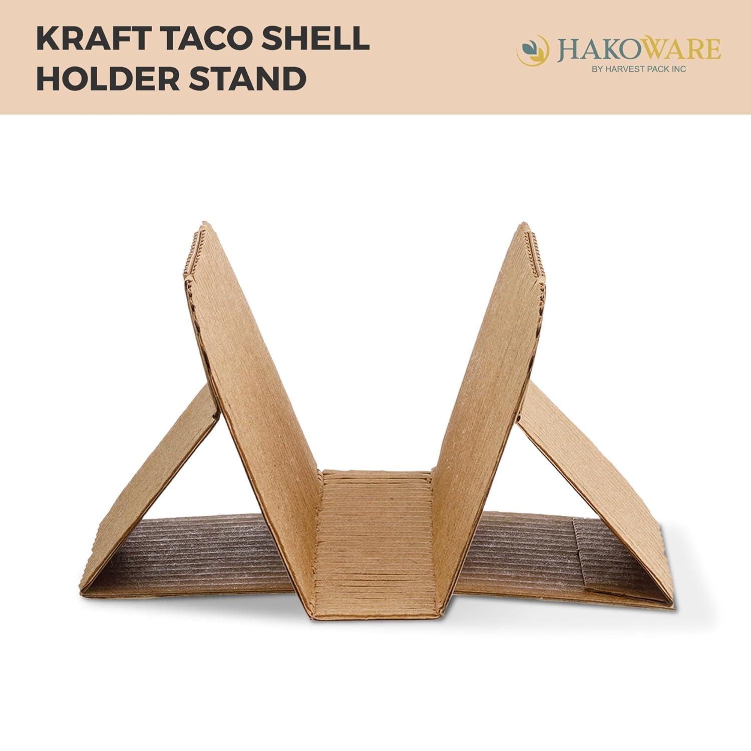Hakoware Disposable Kraft Paper Taco Holder Stand Serving Rack 200 Count