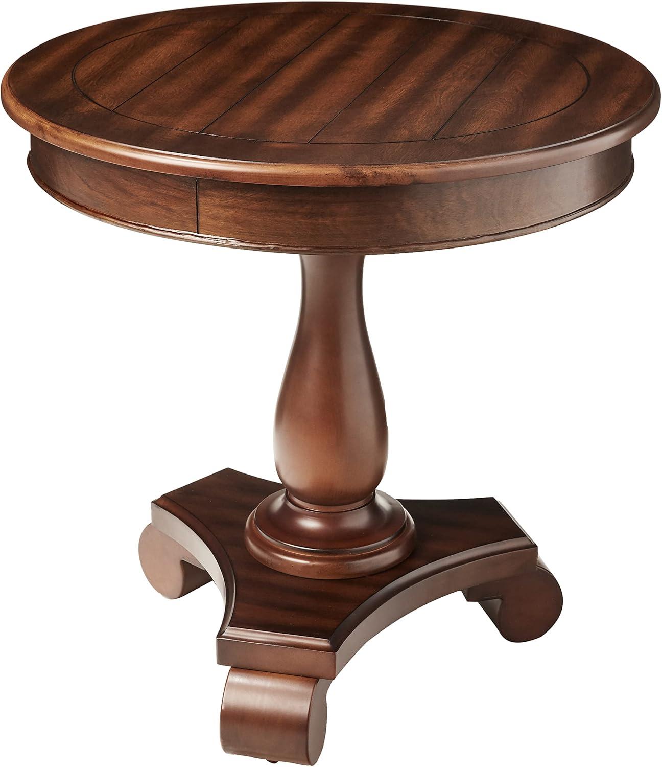 Roundhill Furniture Rene Round Wood Pedestal End Table in Espresso