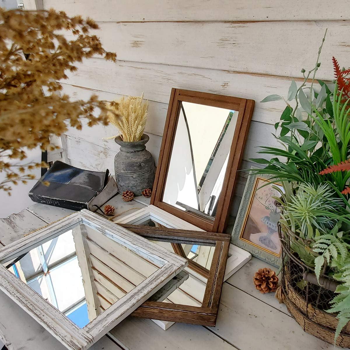 Rustic White Rectangular Wood Wall Mirror