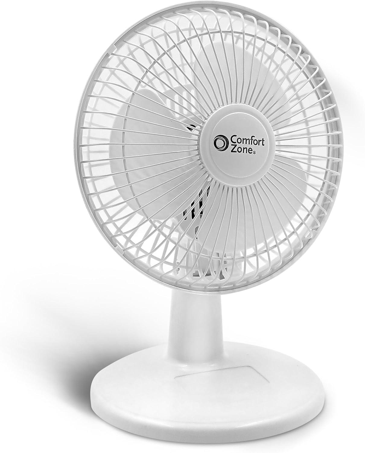 White 6-Inch Portable 2-Speed Desk Fan