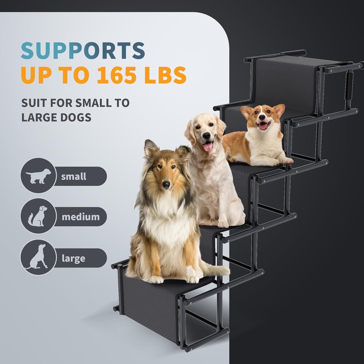 Dog Car Ramp, Portable Dog Steps Ladder, Foldable Dog Stairs With Non-Slip Surface