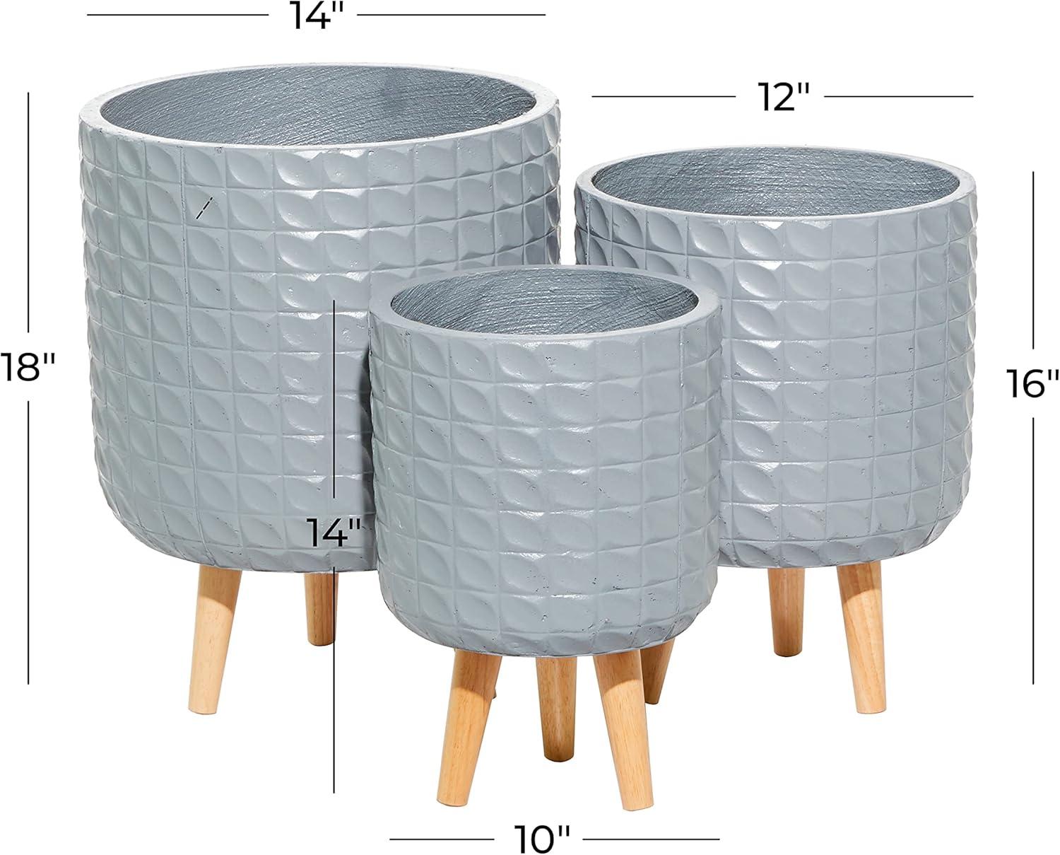 DecMode 14 In. Planter, MGO, Gray, 3 - Pieces