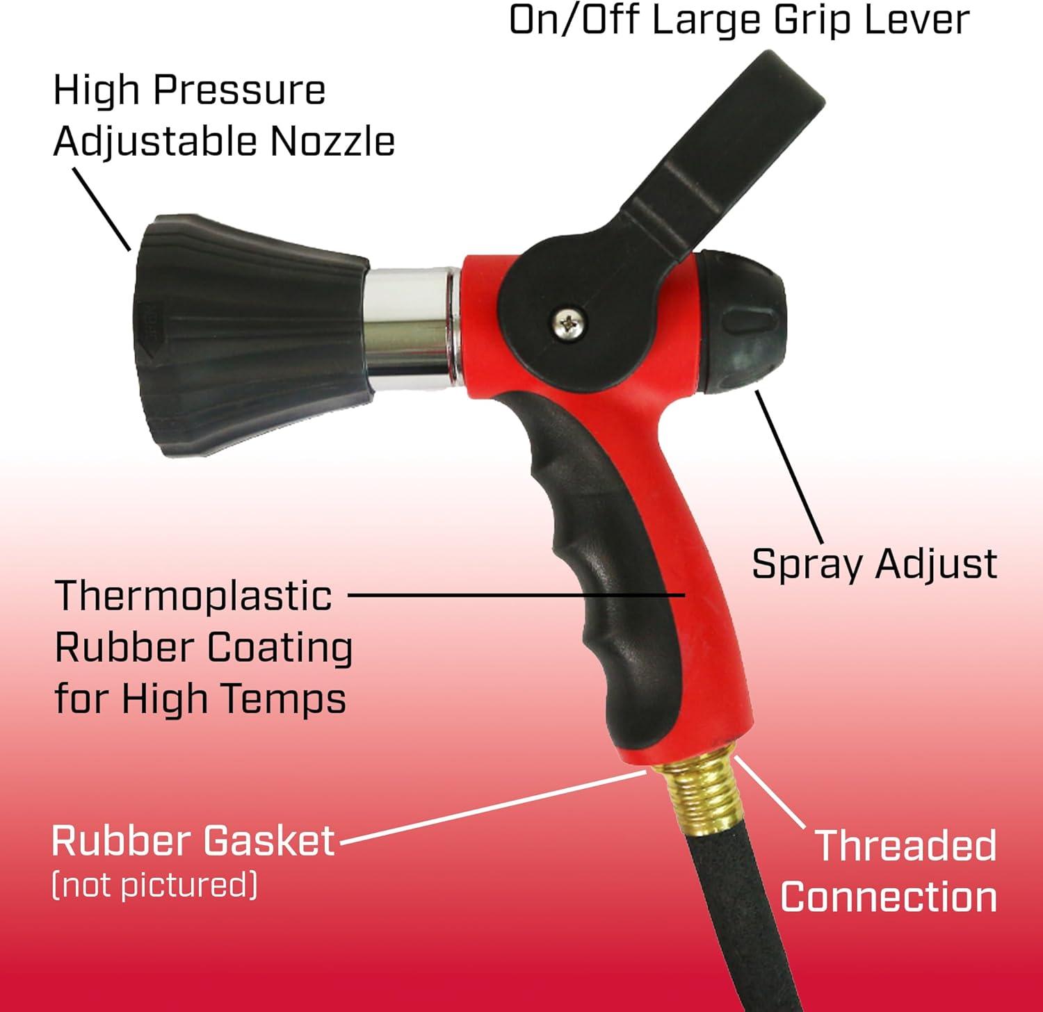 Red and Black Ergonomic Fireman Spray Nozzle