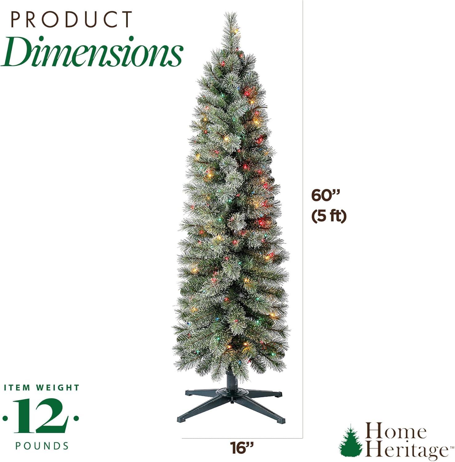 5-Foot Multi-Color Pre-Lit Pencil Pine Christmas Tree