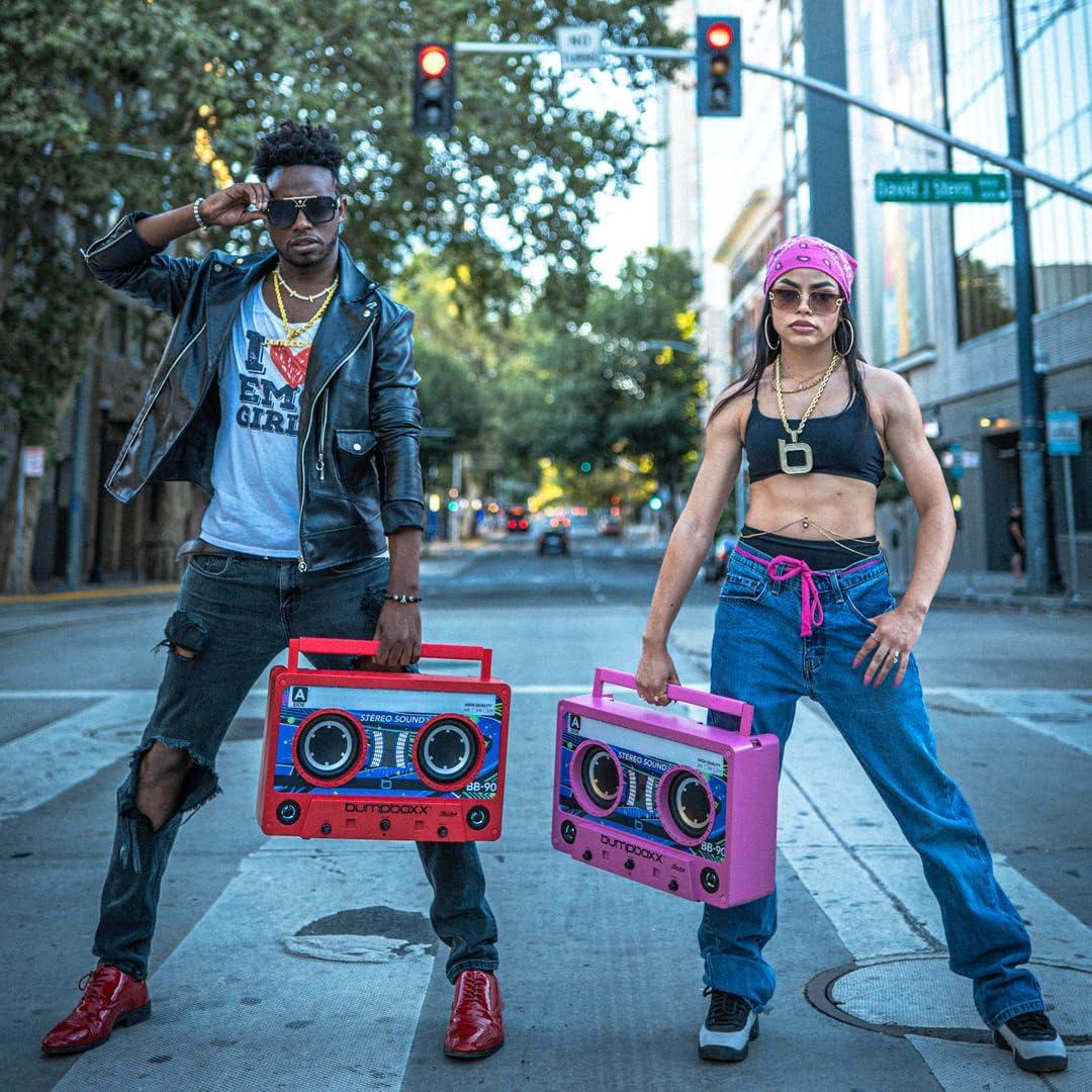 Electric Red Retro Cassette Bluetooth Boombox Speaker