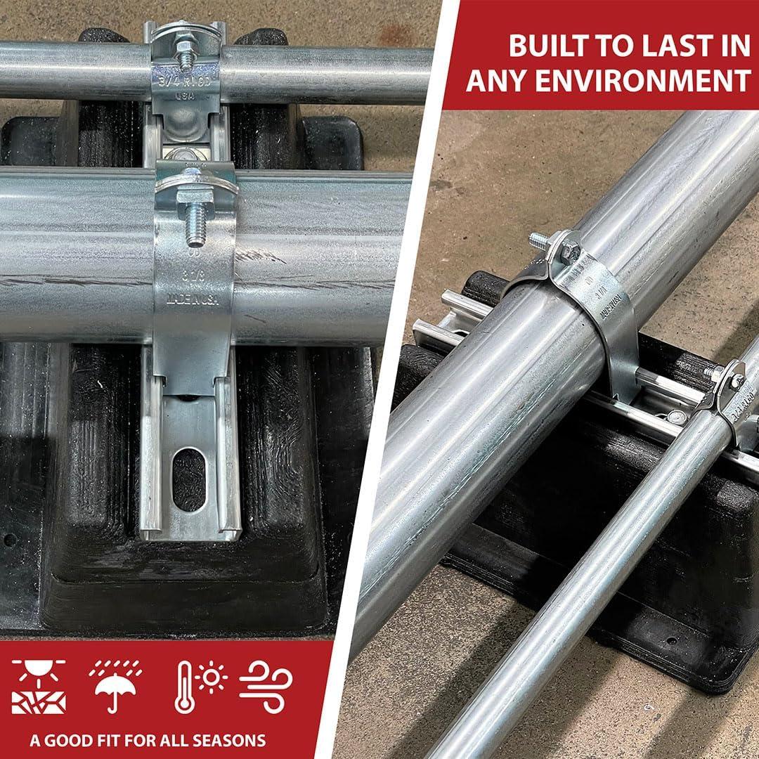 USA Made BULLKE 8-Pack Rooftop Pipe Support – 11.75" x 8" – 1000 lbs Capacity – UV-Resistant, Durable Plastic Blocks – Supports Conduit, PVC, Forge Molded Design