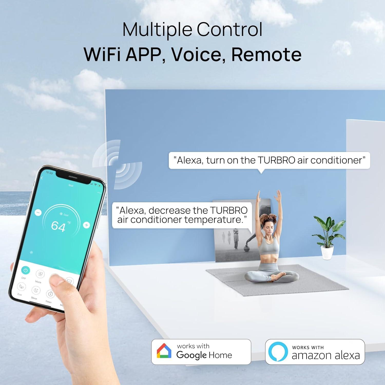 TURBRO 36,000 BTU 4 Zones Mini Split AC/Heating System, Ductless Multi Zones Inverter Mini Split Air Conditioner with Heat Pump, 22.5 SEER2, WiFi Enabled, Greenland (9K+9K+9K+9K), 230V