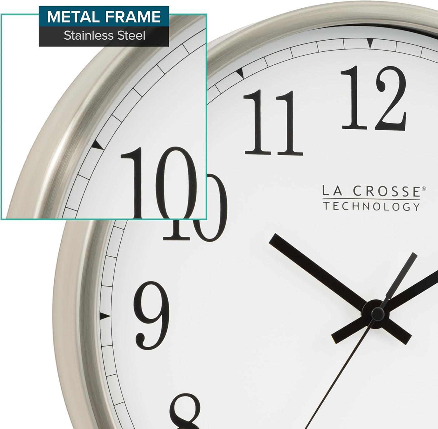 La Crosse Technology Wt-3126b 12" Stainless Steel Atomic Wall Clock