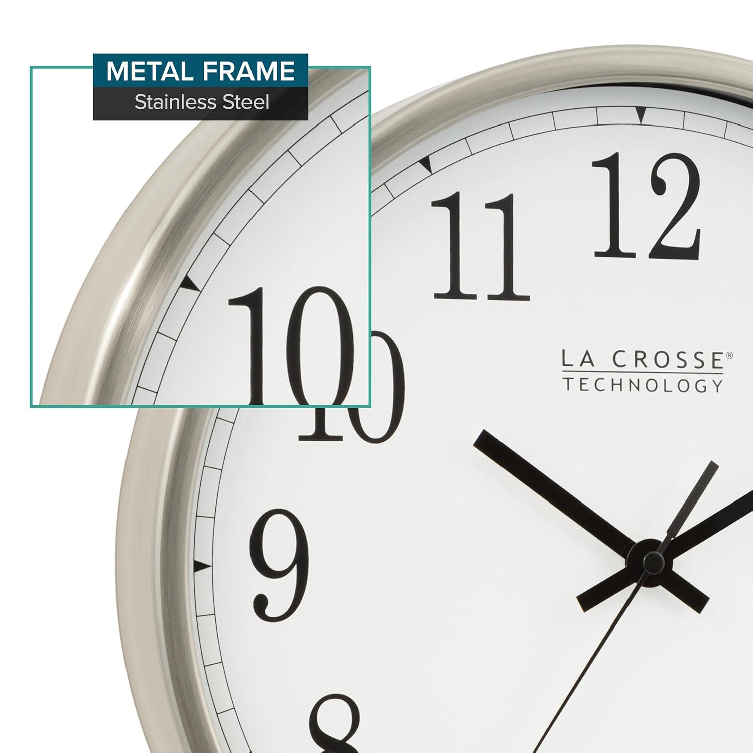 LA CROSSE TECHNOLOGY WT-3126B 12" Stainless Steel Atomic Wall Clock