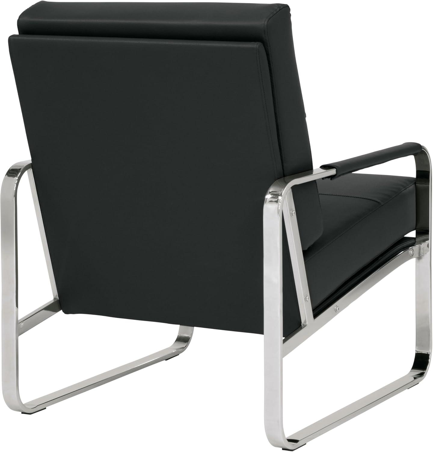 Allure Modern Blended Leather Accent Arm Chair Black/Chrome: Chrome-Finished, Padded for Comfort - Studio Designs Home