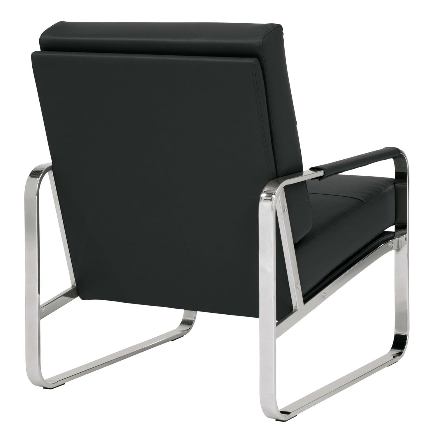 Allure Modern Blended Leather Accent Arm Chair Black/Chrome: Chrome-Finished, Padded for Comfort - Studio Designs Home