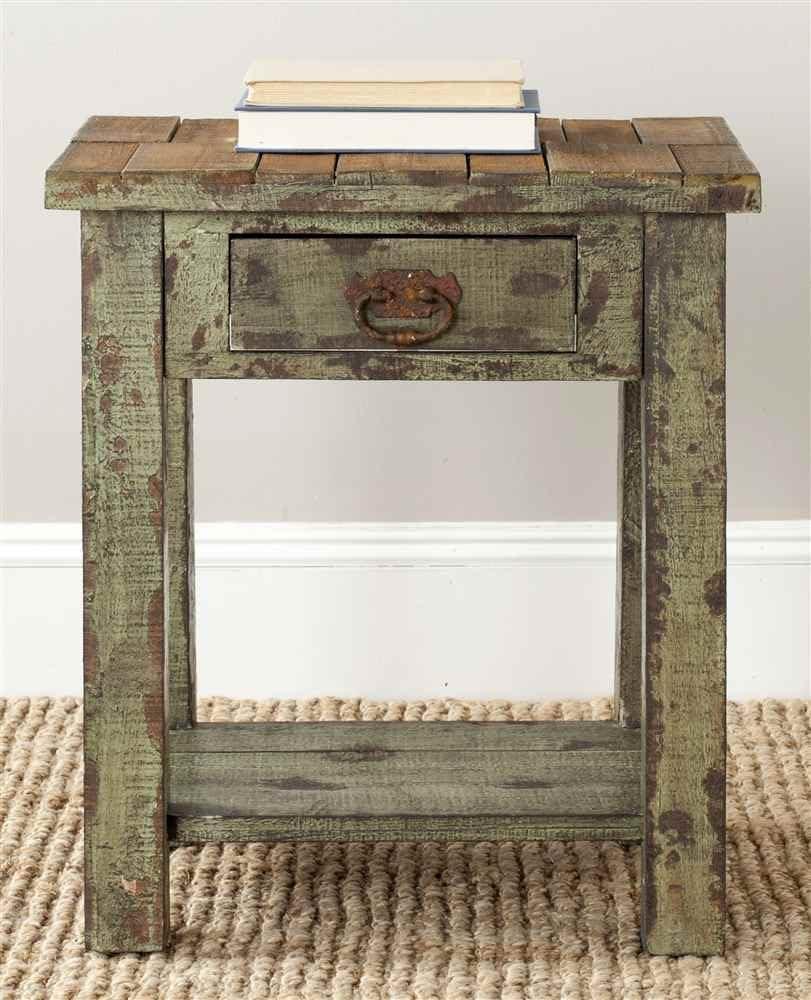 Alfred End Table - Antique Green - Safavieh.