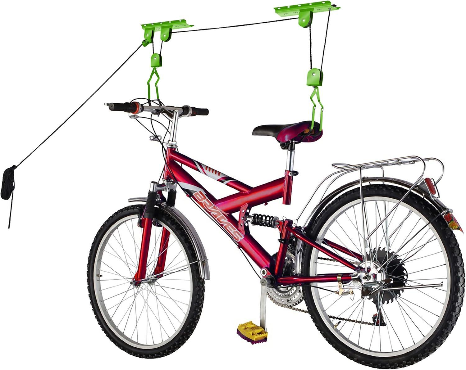 Rad Sportz Bike Hanger Set - Overhead Pulley System - Garage, 100lb Capacity - Bicycles, Ladders