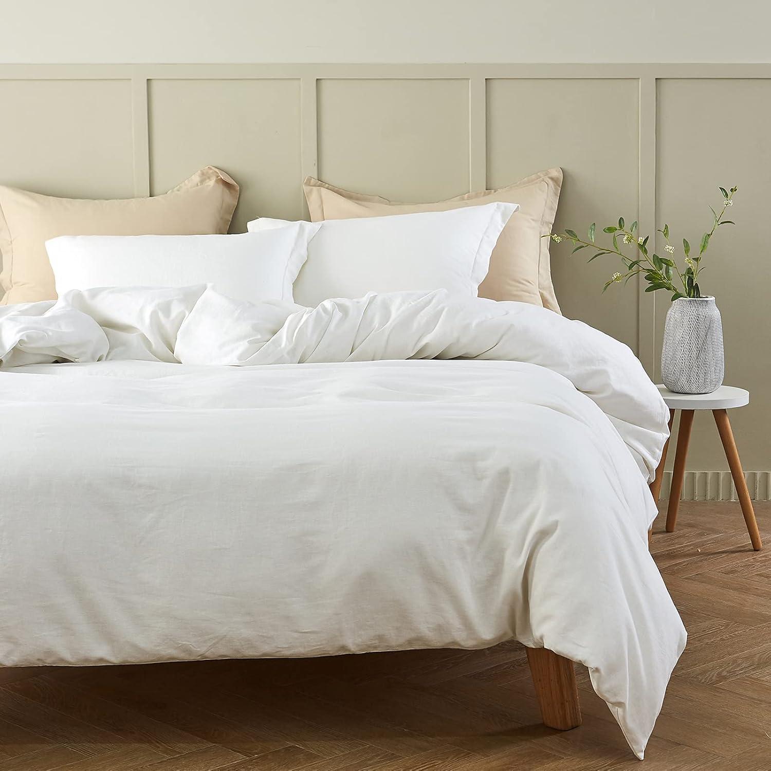 Full/Queen Natural Flax Cotton Blend Duvet Cover Set