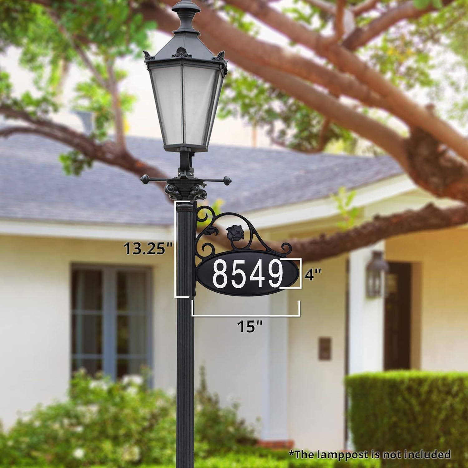 Black Oval Reflective Plastic Lamppost Address Plaque