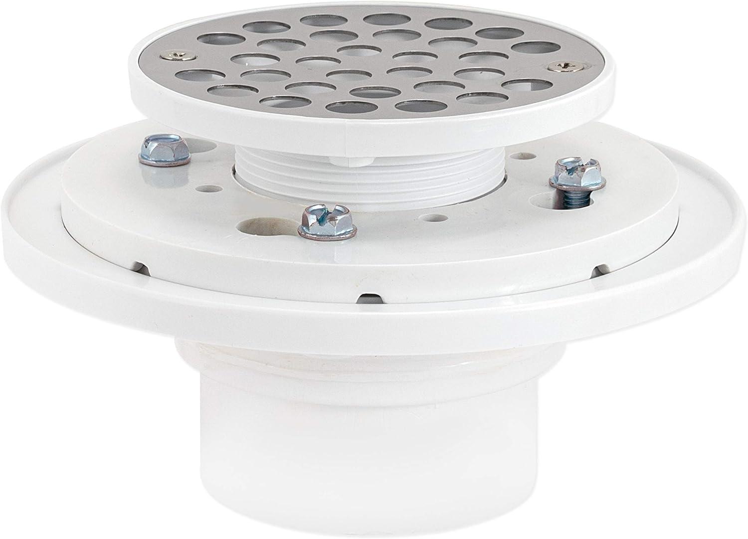 EZ-FLO 15301 PVC Low Profile Floor and Shower Drain, 2 inch x 3 inch, White