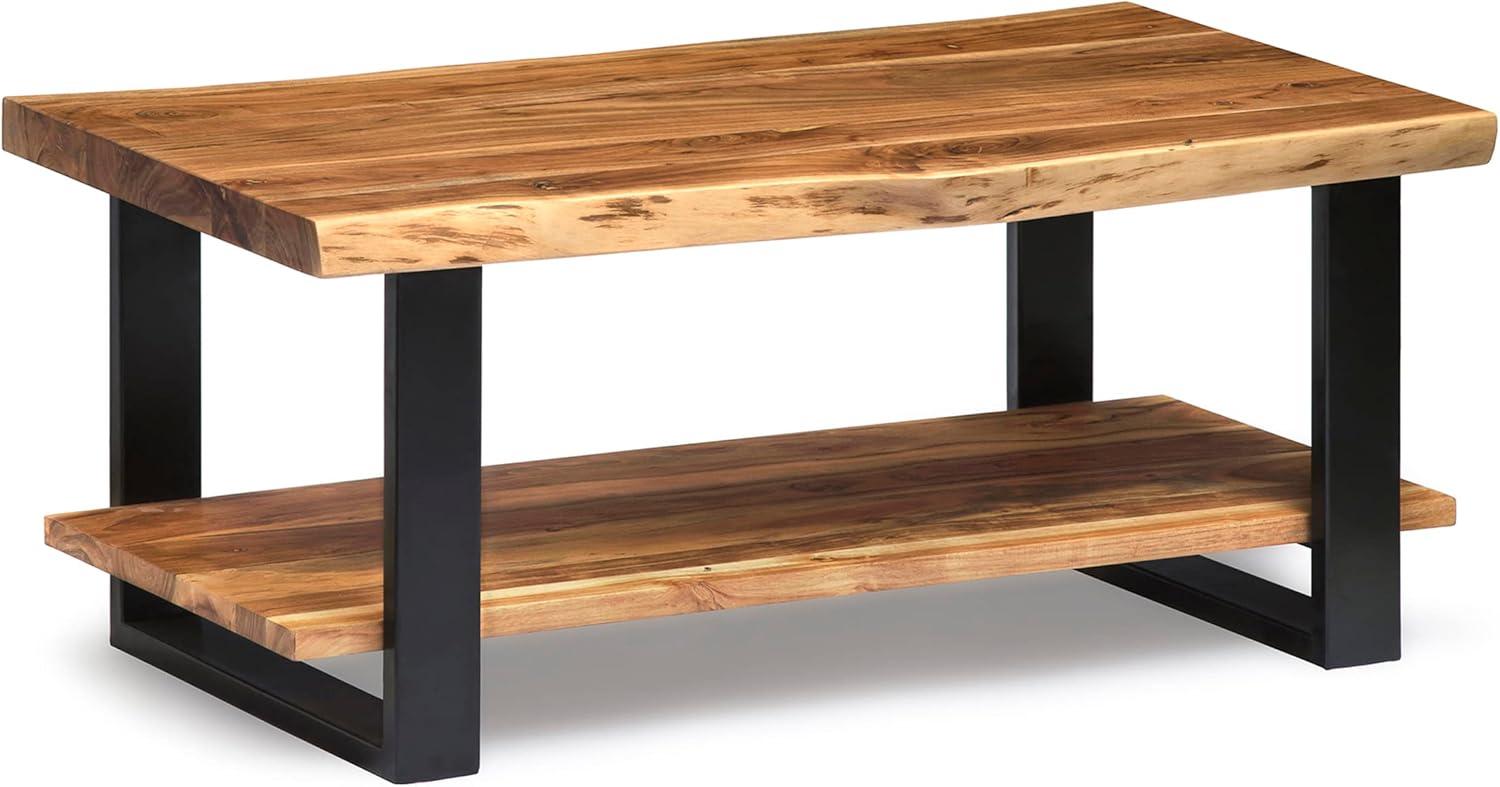 Alpine Live Edge Wood Coffee Table Natural - Alaterre Furniture: Acacia Sofa Table, Metal Legs, Rectangular