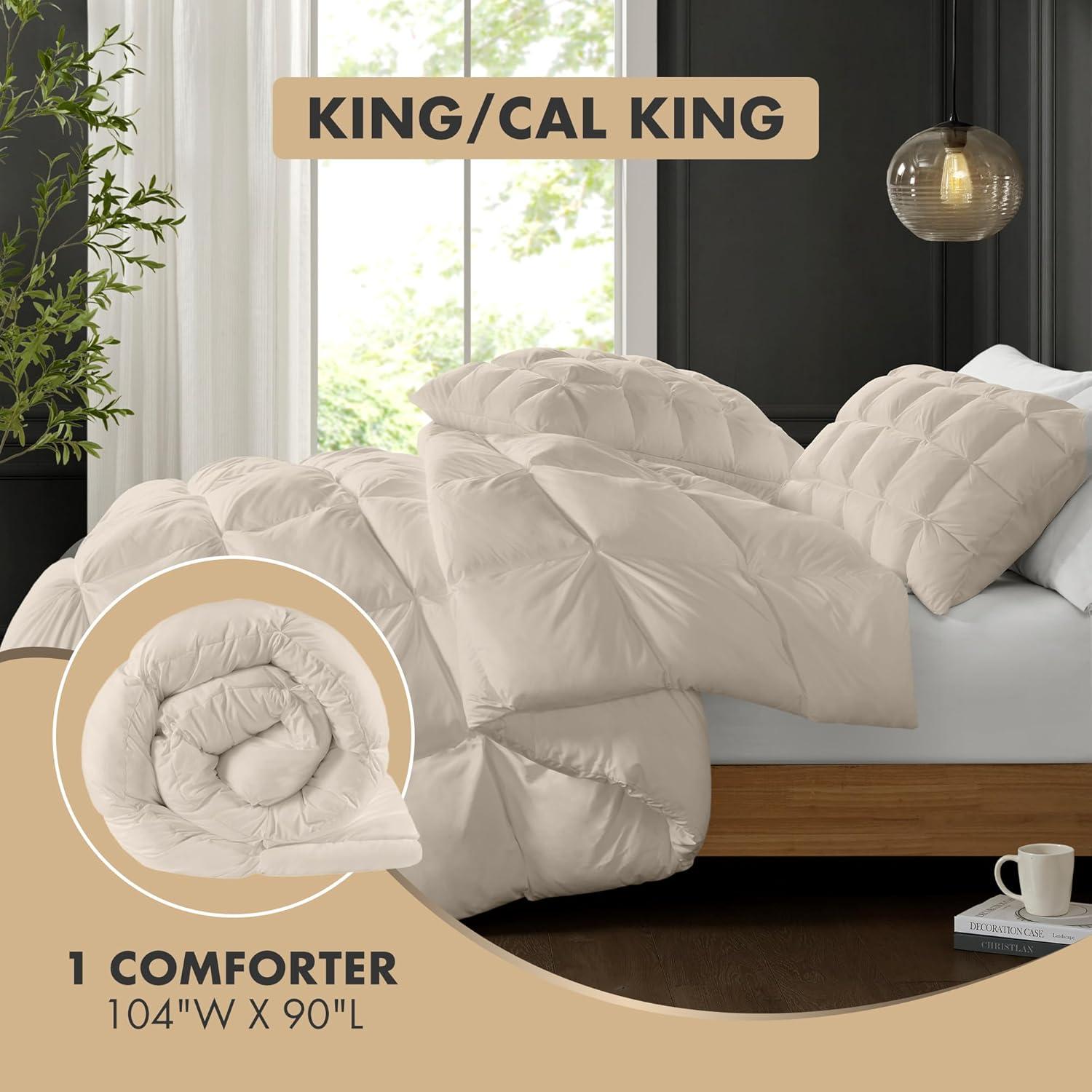 Madison Park King/California King Stay Puffed Overfilled Down Alternative Comforter Tan: Microfiber, Quilted, OEKO-TEX Certified