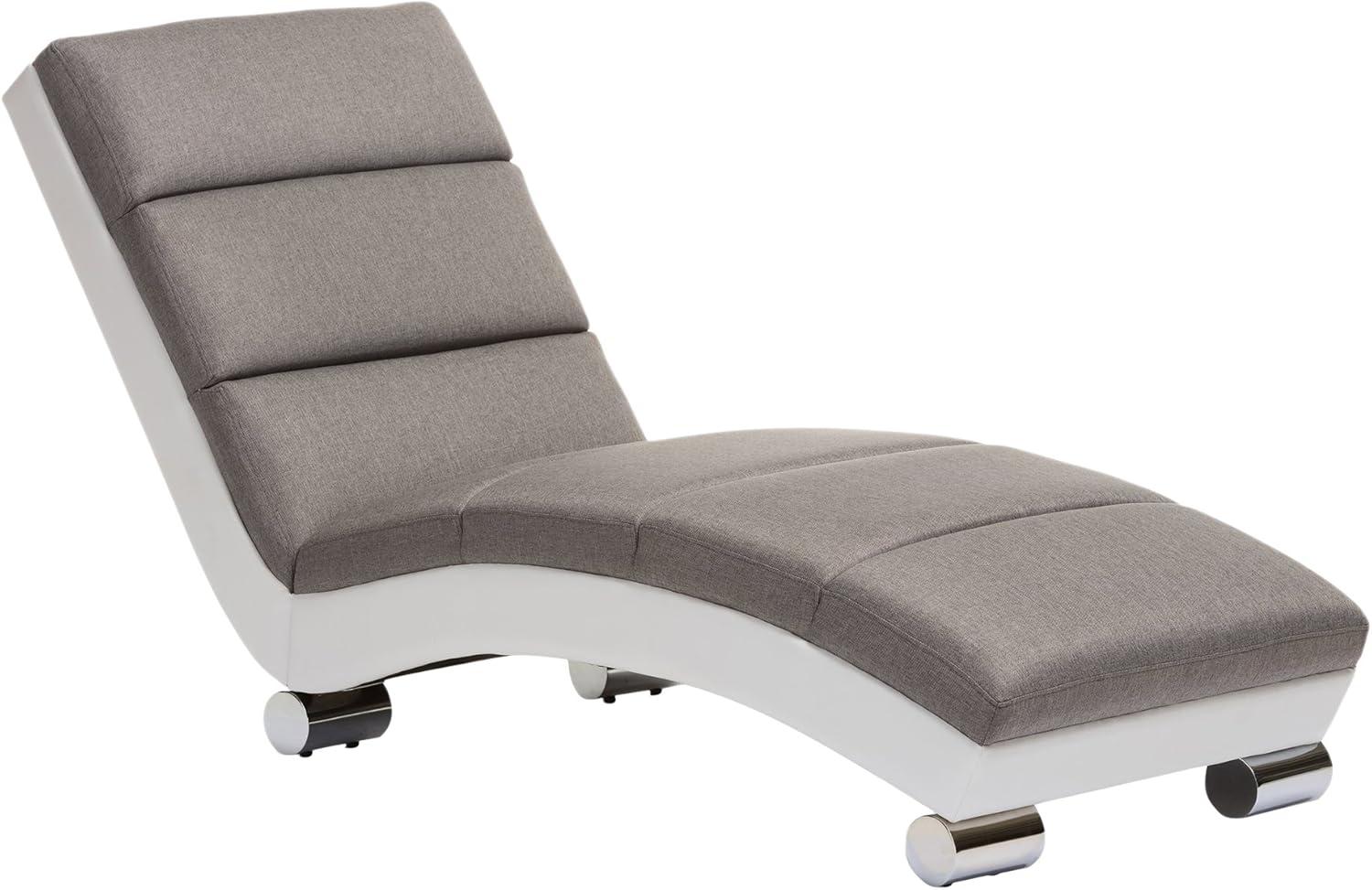 Baxton Studio Percy Modern and Contemporary Grey Fabric and White Faux Leather Upholstered Chaise Lounge