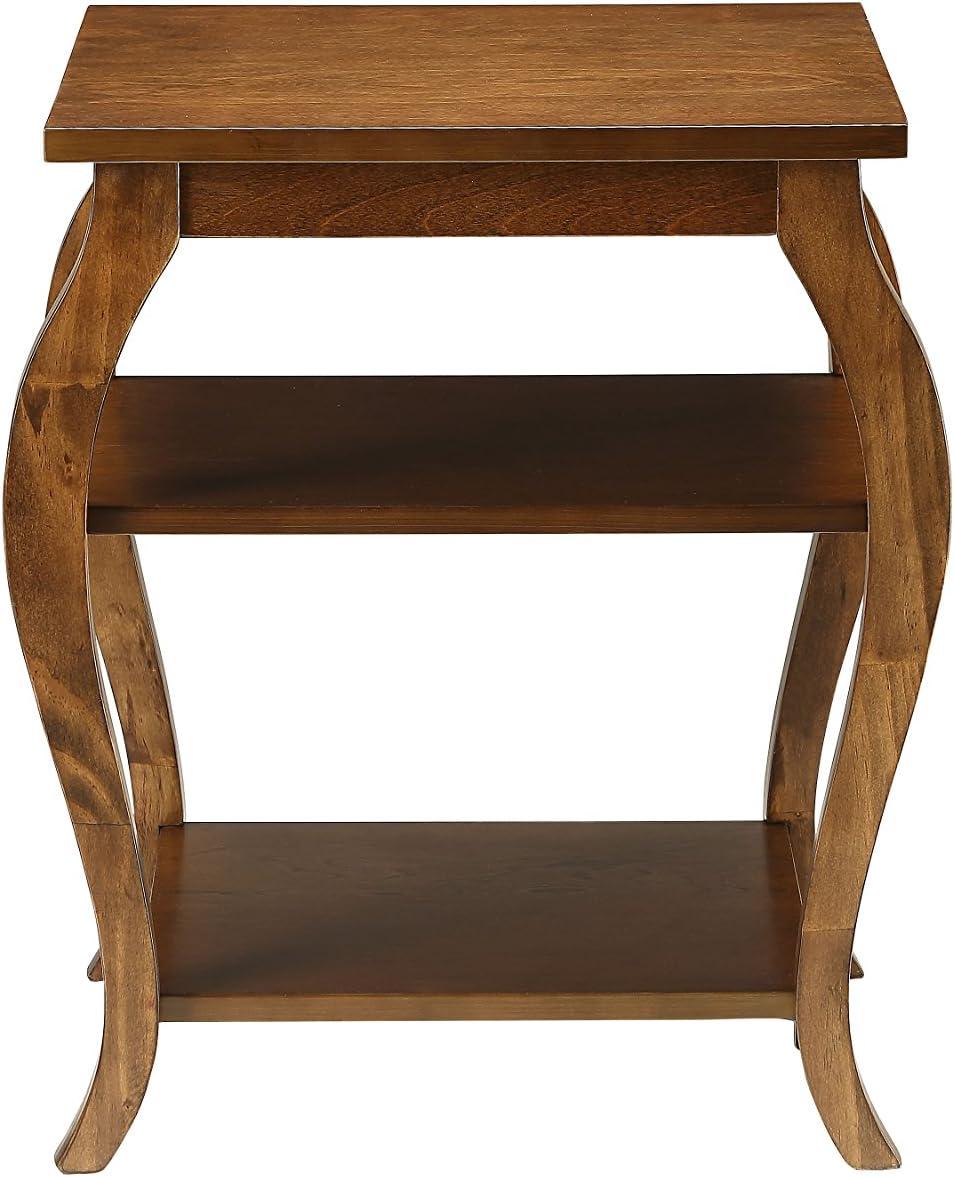 18" Becci Accent Table Walnut Finish - Acme Furniture: Square Design, Wood Veneer Top, Open Shelf Storage